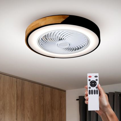 Brilagi - LED Plafoniera dimmerabile con ventilatore LED/30W/230V 3000-6500K nero/quercia + telecomando