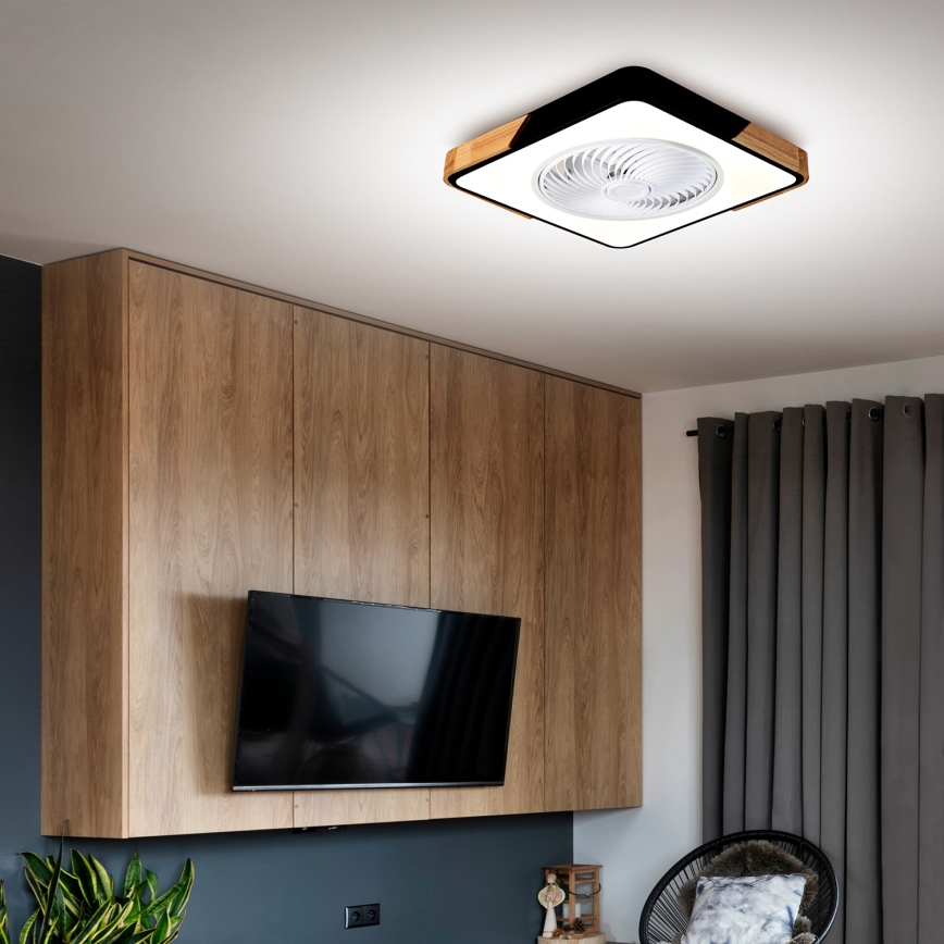 Brilagi - LED Plafoniera dimmerabile con ventilatore LED/30W/230V 3000-6500K nero/quercia + telecomando