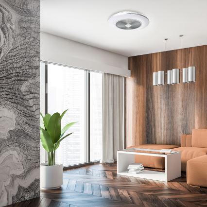 Brilagi - Luce LED dimmerabile con ventola AURA LED/38W/230V 3000-6000K argento + telecomando