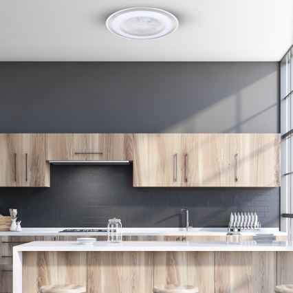 Brilagi - Luce LED dimmerabile con ventola RONDA LED/48W/230V 3000-6000K argento + telecomando