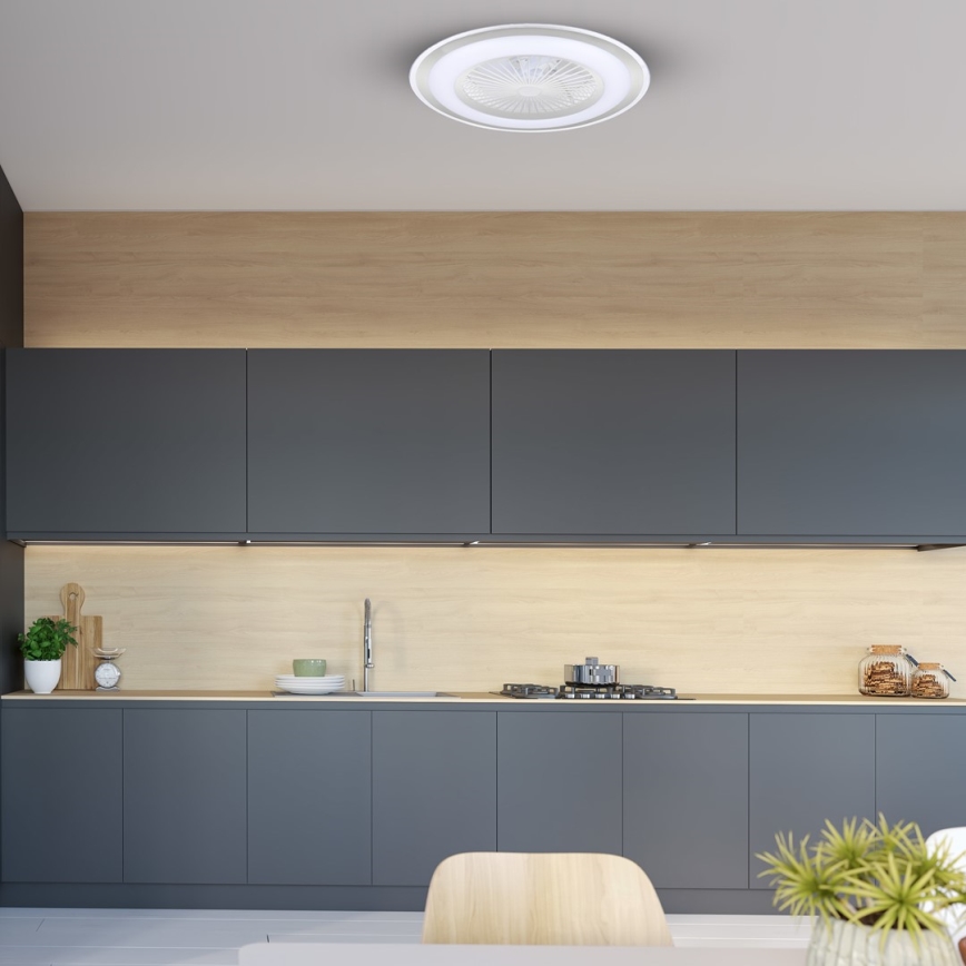 Brilagi - Luce LED dimmerabile con ventola RONDA LED/48W/230V 3000-6000K argento + telecomando