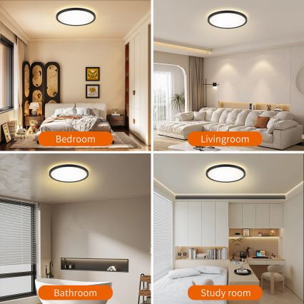 Brilagi - Plafoniera LED dimmerabile ULTRA SLIM LED/24W/230V 2700-6500K diametro 42 cm nero + telecomando