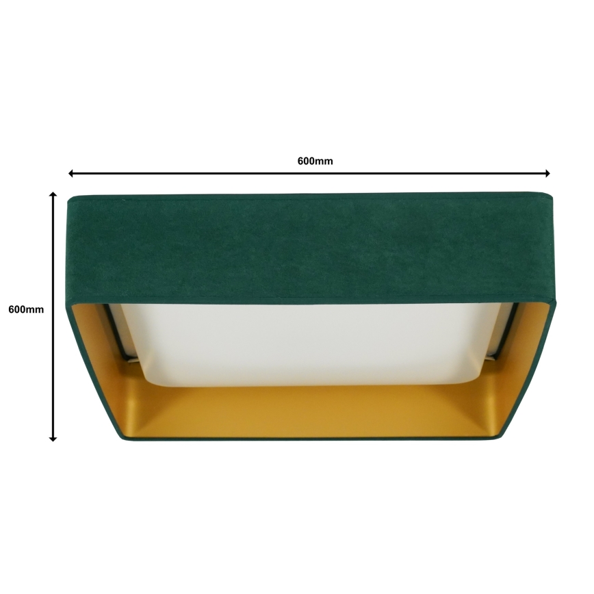 Brilagi - Plafoniera LED dimmerabile VELVET SQUARE SMART LED/36W/230V 2700-6500K Wi-Fi Tuya + telecomando verde