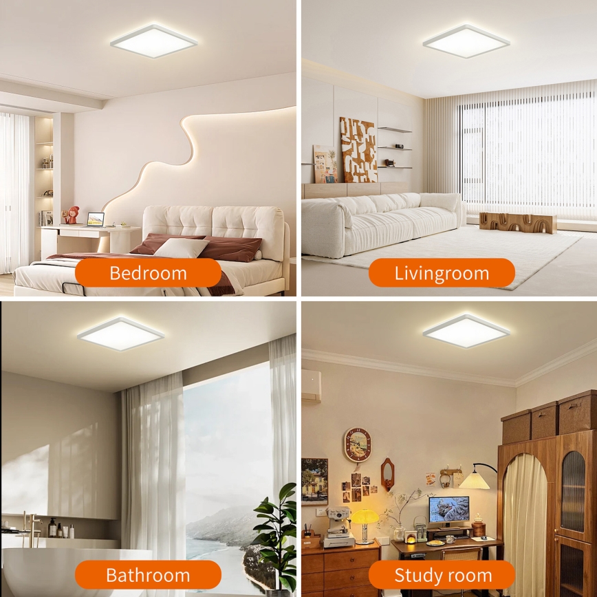 Brilagi - Luminaire à intensité variable avec détecteur de mouvement et de crépuscule ULTRA SLIM LED/18W/230V 30x30 cm + Télécommande
