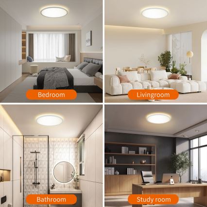 Brilagi - Luminaire à intensité variable avec détecteur de mouvement et de crépuscule ULTRA SLIM LED/24W/230V d. 42 cm + Télécommande