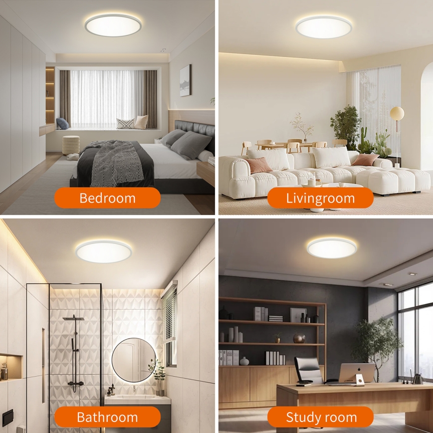 Brilagi - Luminaire à intensité variable avec détecteur de mouvement et de crépuscule ULTRA SLIM LED/24W/230V d. 42 cm + Télécommande