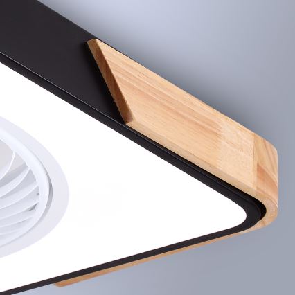 Brilagi - Plafonnier à intensité variable avec ventilateur LED/30W/230V 3000-6500K noir/chêne + Télécommande