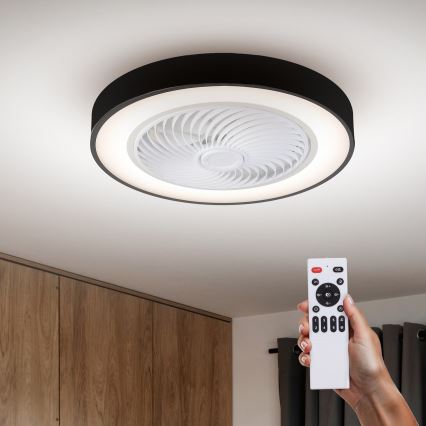 Brilagi - Plafonnier à intensité variable avec ventilateur LED/30W/230V 3000-6500K noir + Télécommande