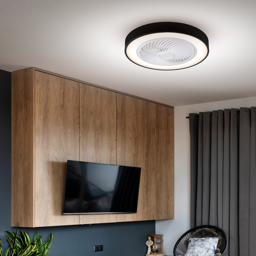 Brilagi - Plafonnier à intensité variable avec ventilateur LED/30W/230V 3000-6500K noir + Télécommande