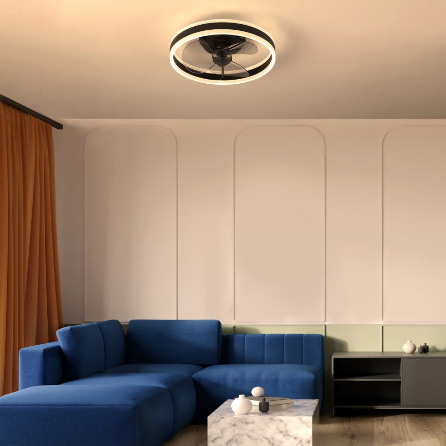 Brilagi - Plafonnier à intensité variable avec ventilateur LED/30W/230V 3000-6500K noir + Télécommande