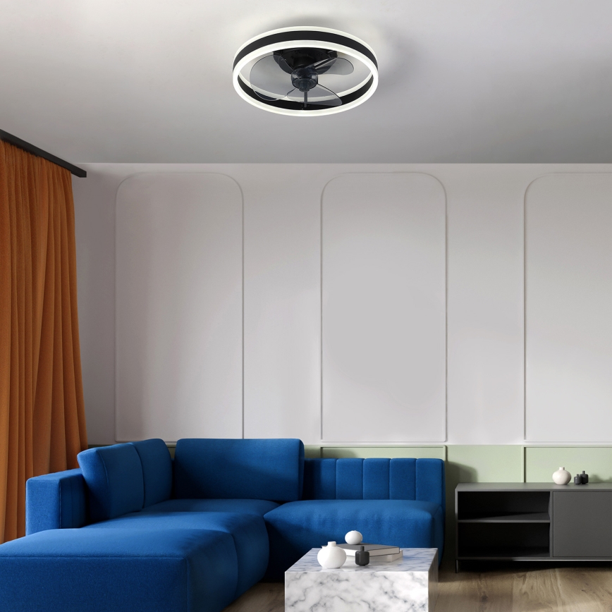 Brilagi - Plafonnier à intensité variable avec ventilateur LED/30W/230V 3000-6500K noir + Télécommande