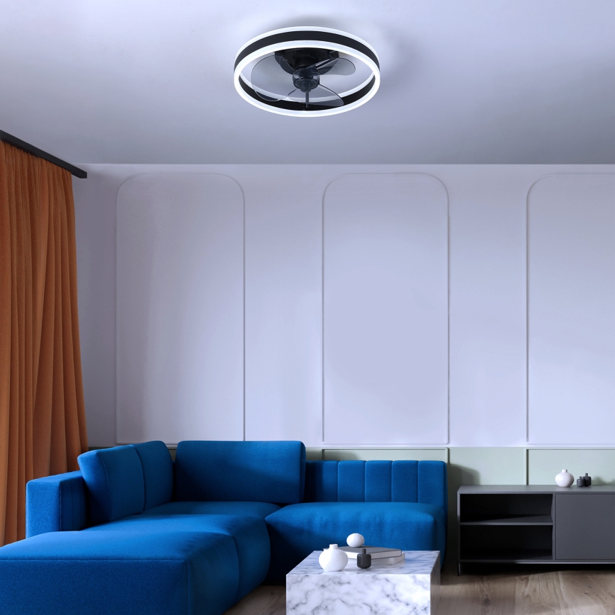 Brilagi - Plafonnier à intensité variable avec ventilateur LED/30W/230V 3000-6500K noir + Télécommande