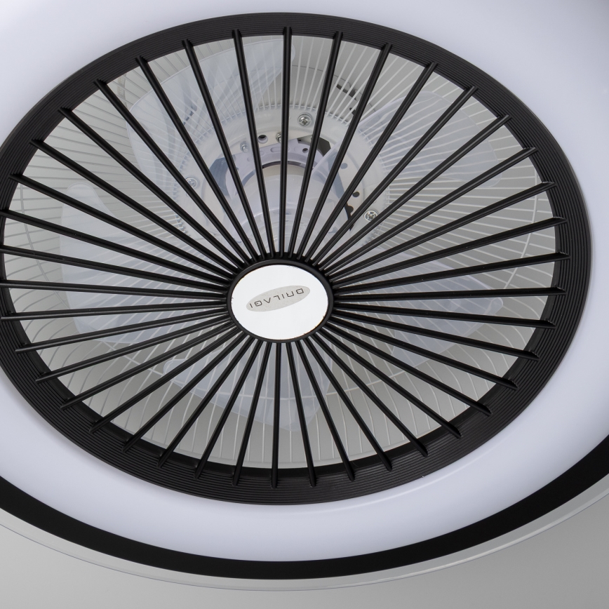 Brilagi - Luminaire à intensité variable avec ventilateur RONDA LED/48W/230V 3000-6000K noir + télécommande