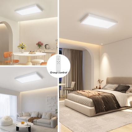 Brilagi - Plafonnier à intensité variable salle de bain FRAME SMART LED/30W/230V 30x60 cm 3000-6000K IP44 blanc + Télécommande