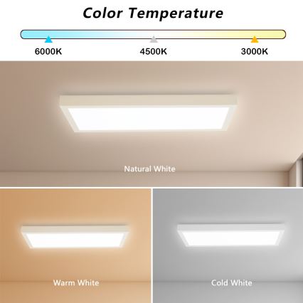 Brilagi - Plafonnier à intensité variable salle de bain FRAME SMART LED/30W/230V 30x60 cm 3000-6000K IP44 blanc + Télécommande