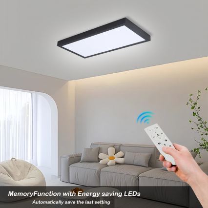 Brilagi - Plafonnier à intensité variable salle de bain FRAME SMART LED/30W/230V 30x60 cm 3000-6000K  IP44 noir  + Télécommande