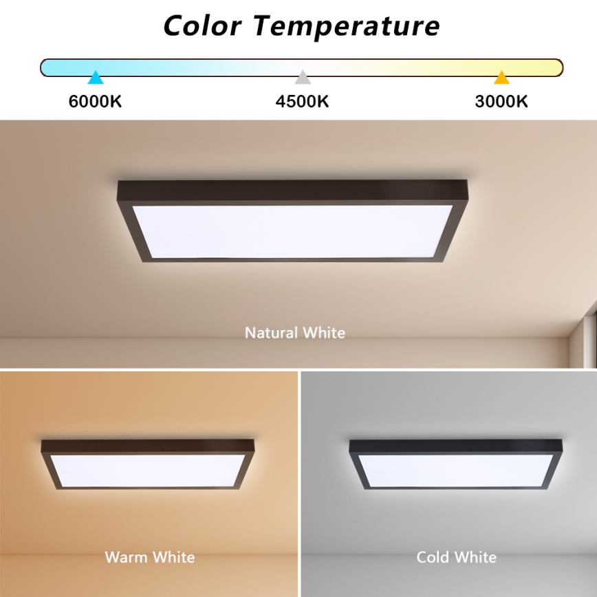 Brilagi - Plafonnier à intensité variable salle de bain FRAME SMART LED/30W/230V 30x60 cm 3000-6000K  IP44 noir  + Télécommande