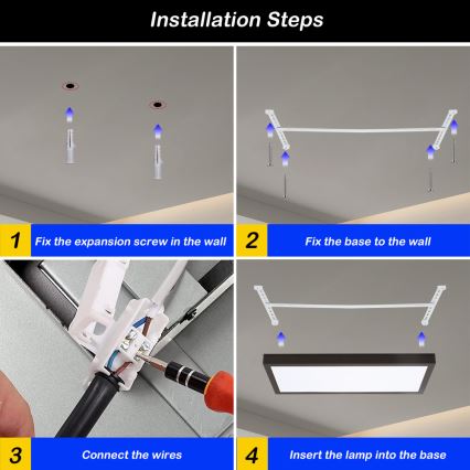 Brilagi - Plafonnier à intensité variable salle de bain FRAME SMART LED/30W/230V 30x60 cm 3000-6000K  IP44 noir  + Télécommande