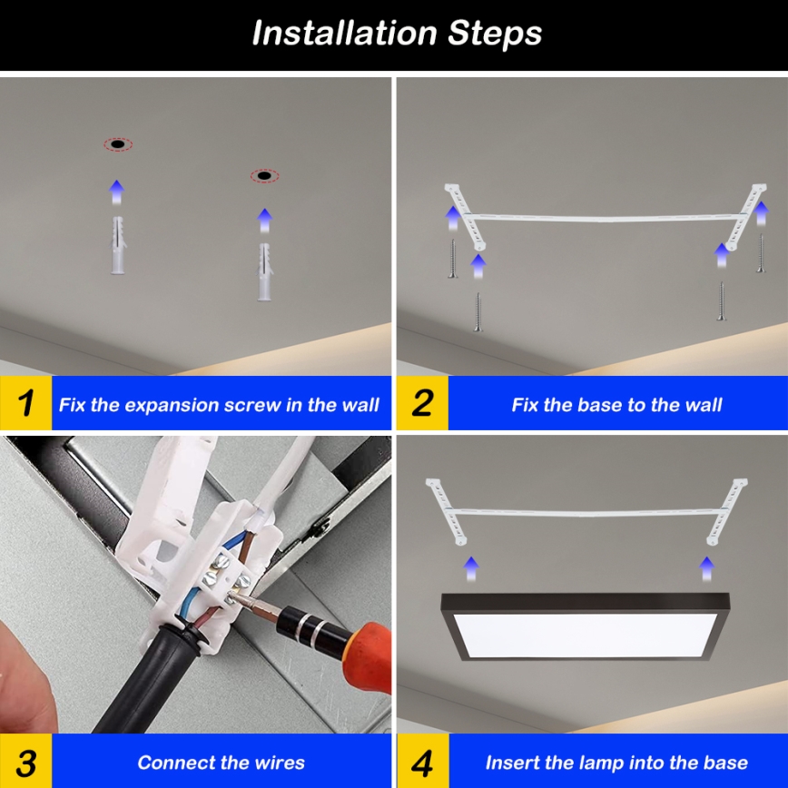 Brilagi - Plafonnier à intensité variable salle de bain FRAME SMART LED/30W/230V 30x60 cm 3000-6000K  IP44 noir  + Télécommande