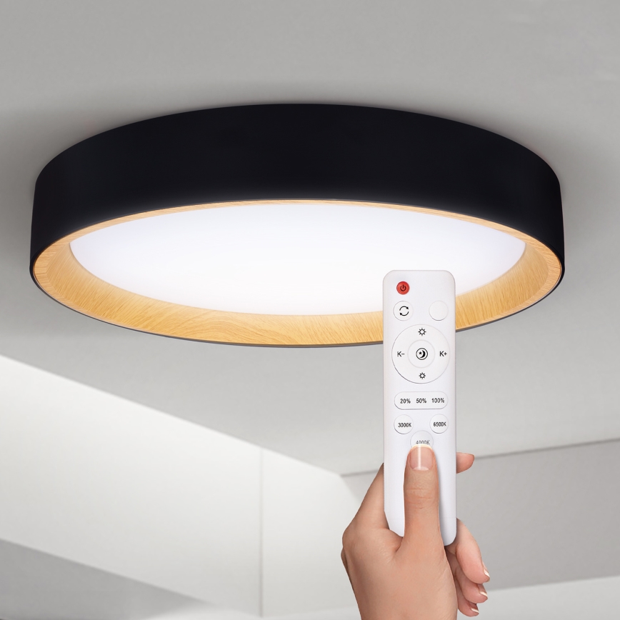 Brilagi - Plafonnier à intensité variable LARIOS LED/60W/230V 3000-6500K ø 49 cm noir + Télécommande