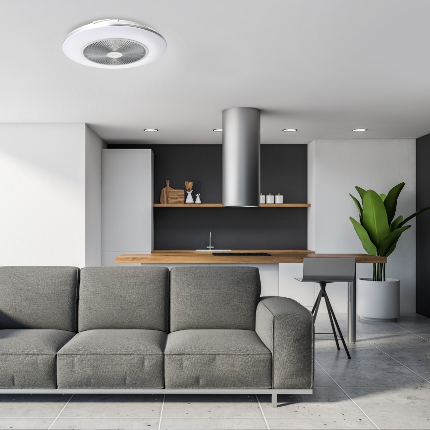 Brilagi - Luminaire à intensité variable LED avec ventilateur AURA LED/38W/230V 3000-6000K argenté + télécommande
