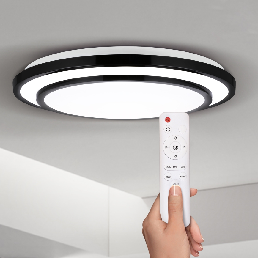 Brilagi - Plafonnier à intensité variable LUCIANO LED/48W/230V 3000-6500K ø 39 cm noir + télécommande