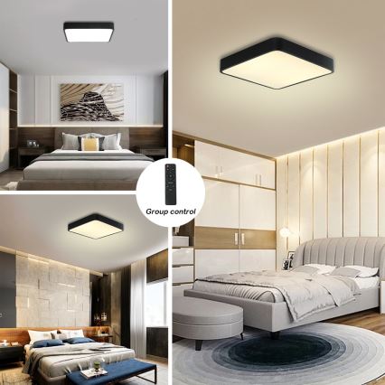 Brilagi - Plafonnier à intensité variable POOL LED/48W/230V 3000-6000K 50x50 cm noir + télécommande