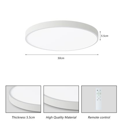 Brilagi - Plafonnier à intensité variable POOL SMART LED/60W/230V 50 cm 3000-6000K Wi-Fi Tuya + télécommande blanc