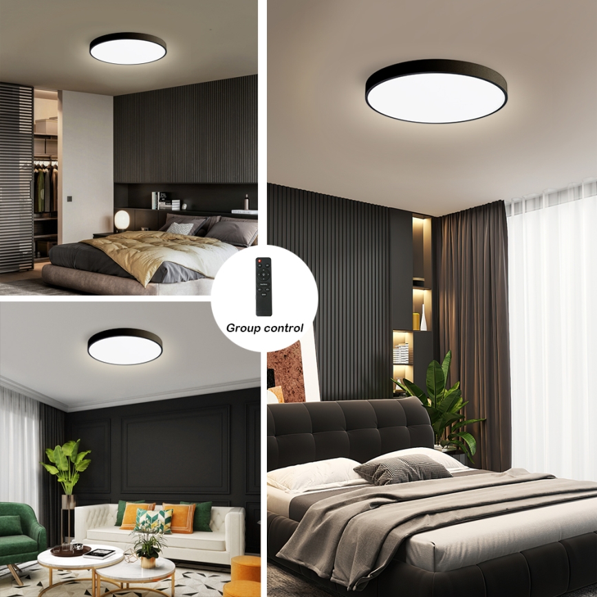 Brilagi - Plafonnier à intensité variable POOL SMART LED/60W/230V 50 cm 3000-6000K Wi-Fi Tuya + télécommande noir