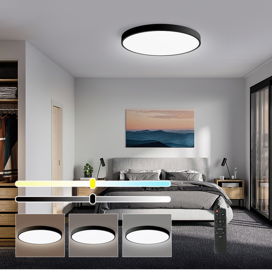 Brilagi - Plafonnier à intensité variable POOL SMART LED/60W/230V 50 cm 3000-6000K Wi-Fi Tuya + télécommande noir