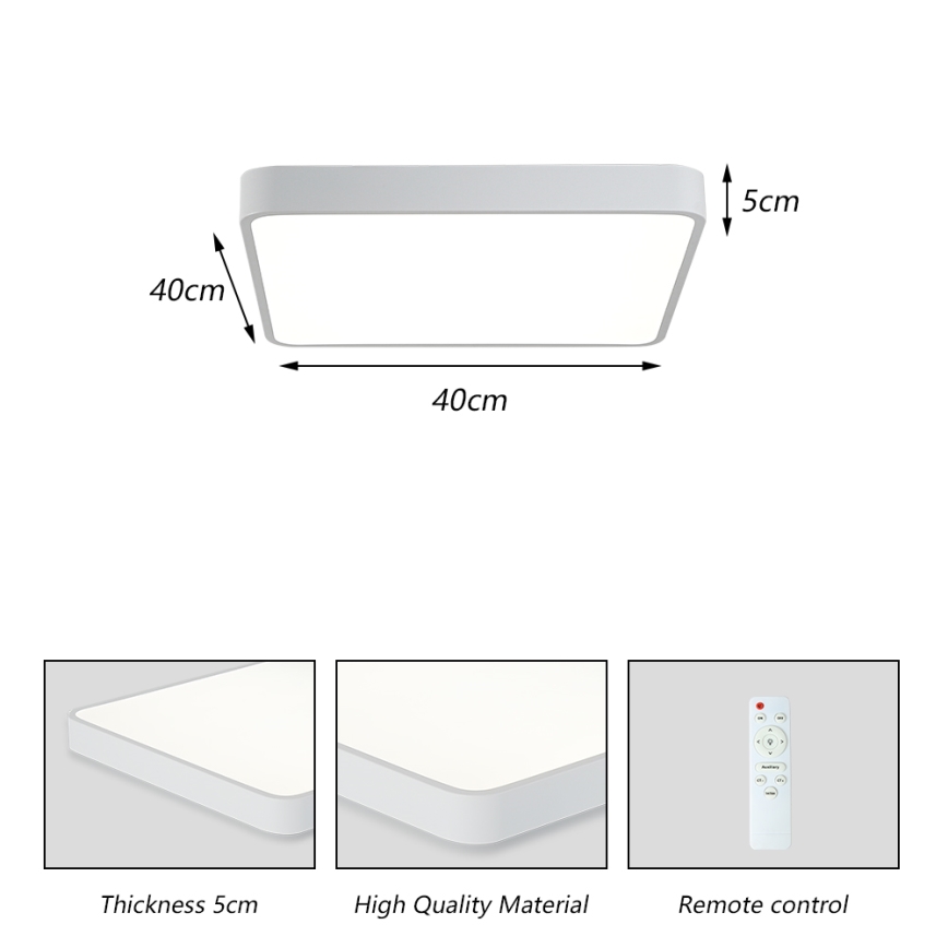 Brilagi - Plafonnier à intensité variable POOL SQUARE LED/36W/230V 3000-6000K 40x40 cm blanc + télécommande
