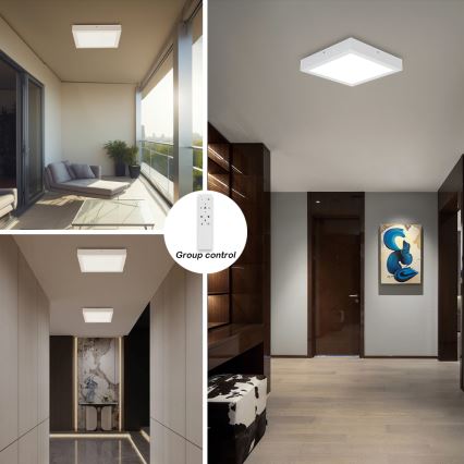 Brilagi - Plafonnier à intensité variable salle de bain FRAME SMART LED/24W/230V 30x30 cm 3000-6000K IP44 blanc + télécommande