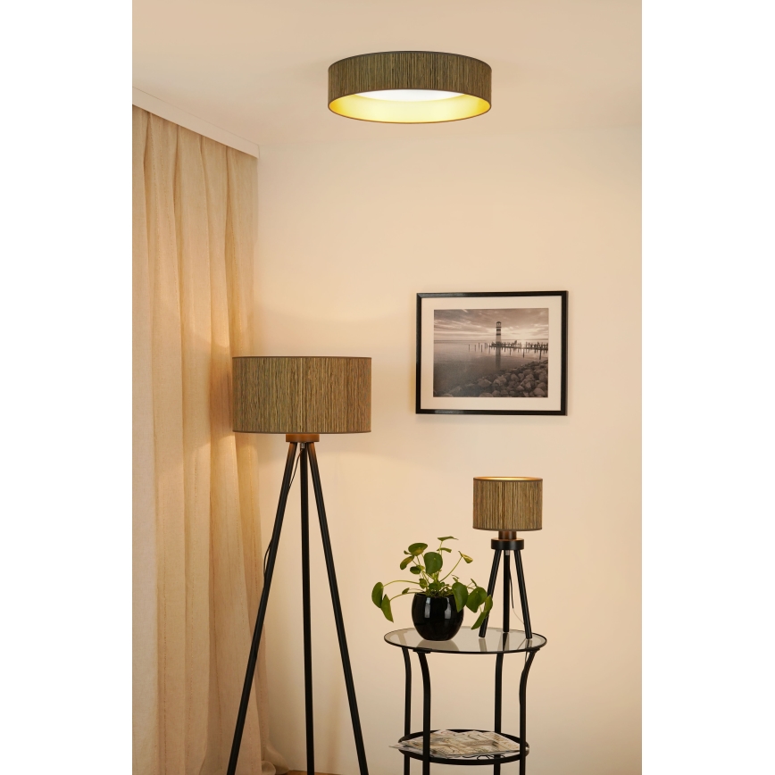 Brilagi - Plafonnier à intensité variable VEGAS SHINE LED/24W/230V 3000/4000/6500K paille marron/doré + Télécommande