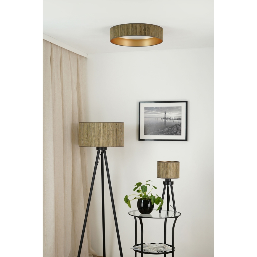 Brilagi - Plafonnier à intensité variable VEGAS SHINE LED/24W/230V 3000/4000/6500K paille marron/doré + Télécommande