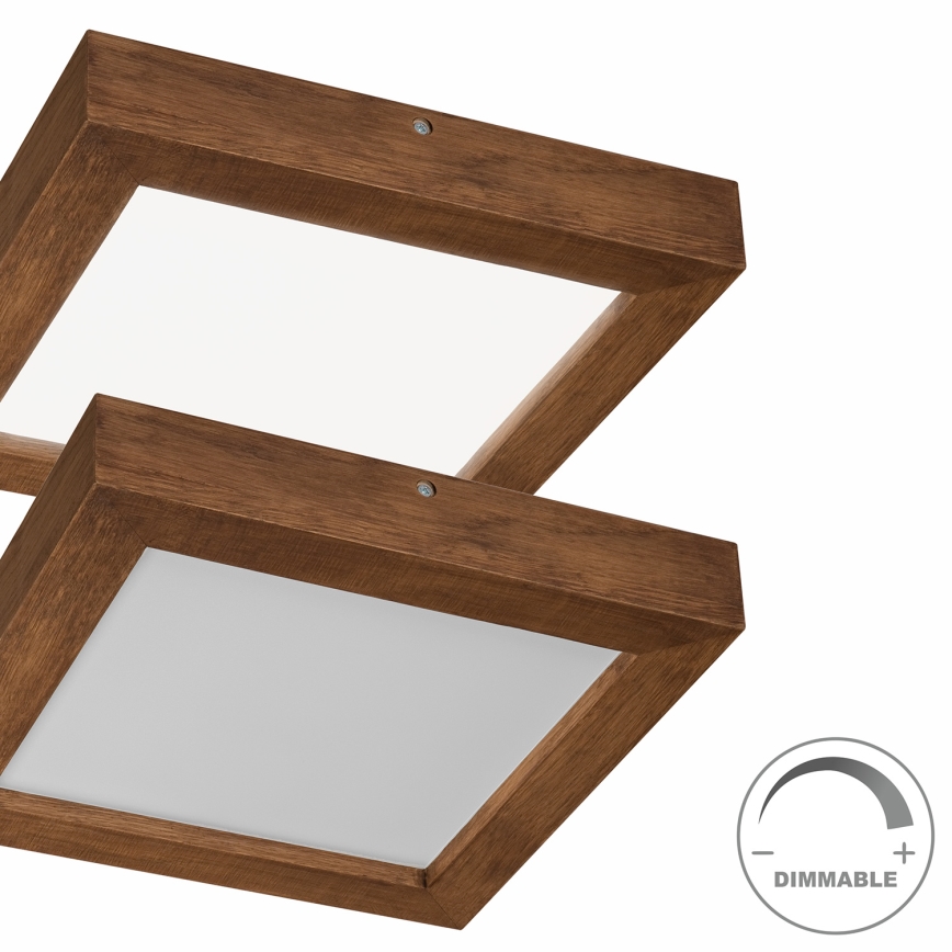 Brilagi - Plafonnier à intensité variable salle de bain WOODY FRAME LED/24W/230V chêne cerise 30x30 cm 3000-6000K IP44 + Télécommande