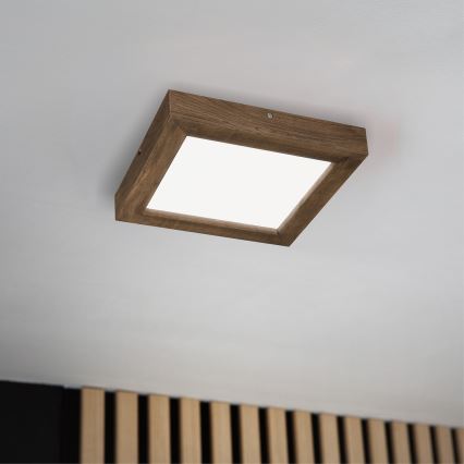 Brilagi - Plafonnier à intensité variable salle de bain WOODY FRAME LED/24W/230V chêne noyer 30x30 cm 3000-6000K IP44 + Télécommande