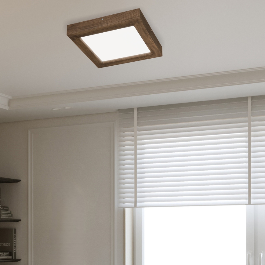Brilagi - Plafonnier à intensité variable salle de bain WOODY FRAME LED/24W/230V chêne noyer 30x30 cm 3000-6000K IP44 + Télécommande