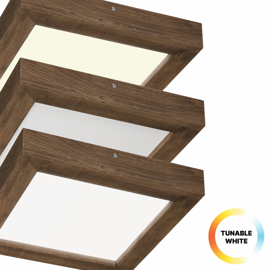 Brilagi - Plafonnier à intensité variable salle de bain WOODY FRAME LED/24W/230V chêne noyer 30x30 cm 3000-6000K IP44 + Télécommande