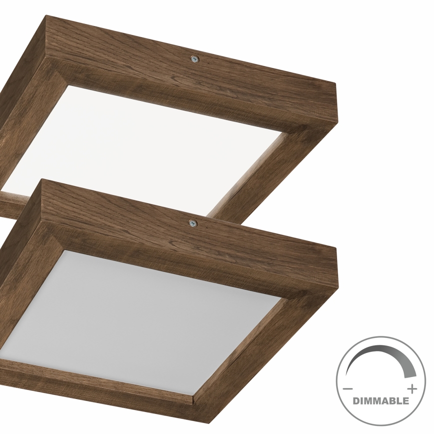 Brilagi - Plafonnier à intensité variable salle de bain WOODY FRAME LED/24W/230V chêne noyer 30x30 cm 3000-6000K IP44 + Télécommande