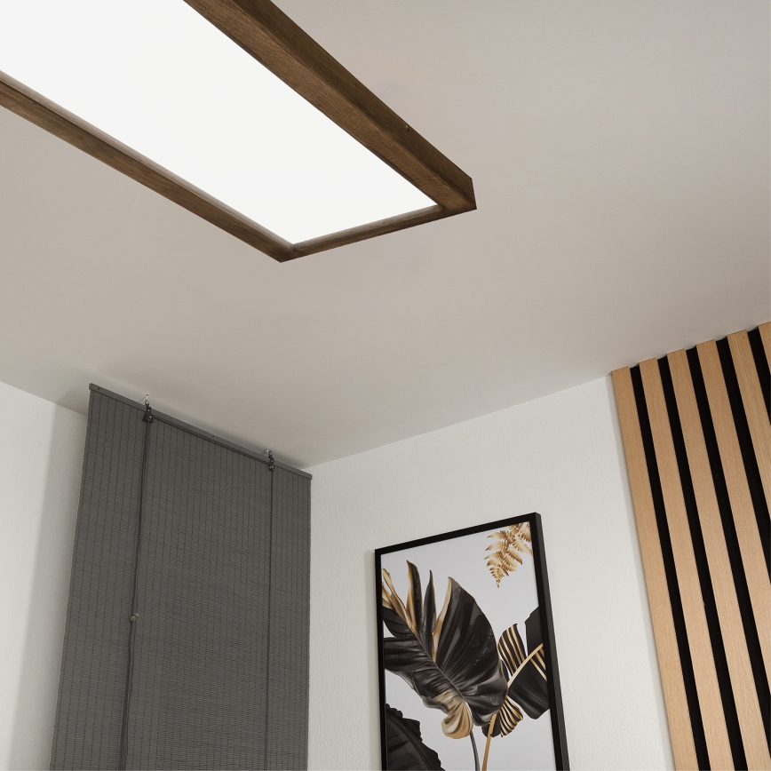 Brilagi - Plafonnier à intensité variable salle de bain WOODY FRAME LED/50W/230V chêne noyer 120x30 cm 3000-6000K IP44 + Télécommande