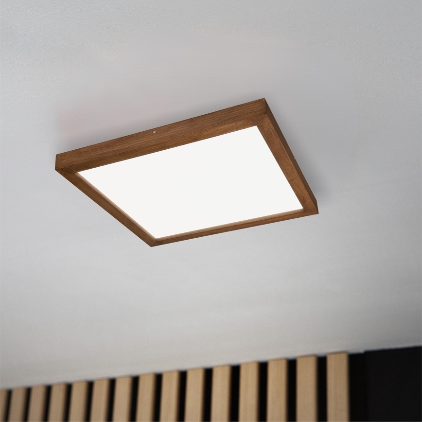 Brilagi - Plafonnier à intensité variable salle de bain WOODY FRAME LED/50W/230V chêne cerise 60x60 cm 3000-6000K IP44 + Télécommande