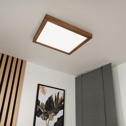 Brilagi - Plafonnier à intensité variable salle de bain WOODY FRAME LED/50W/230V chêne cerise 60x60 cm 3000-6000K IP44 + Télécommande