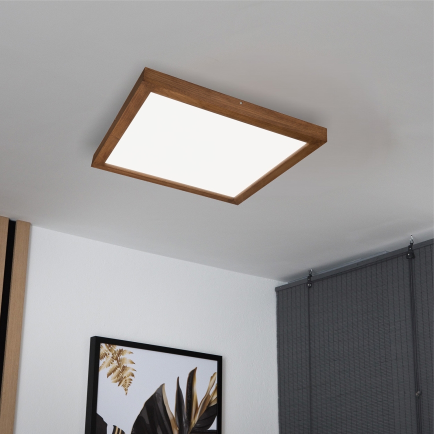 Brilagi - Plafonnier à intensité variable salle de bain WOODY FRAME LED/50W/230V chêne cerise 60x60 cm 3000-6000K IP44 + Télécommande