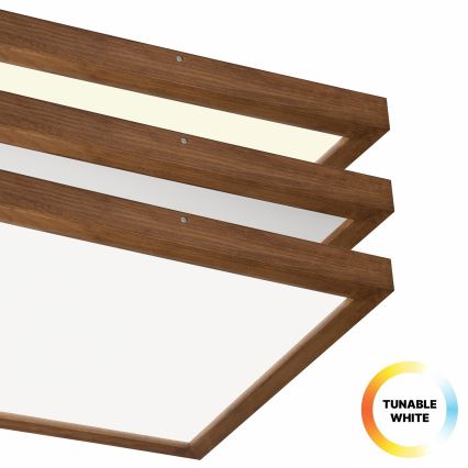 Brilagi - Plafonnier à intensité variable salle de bain WOODY FRAME LED/50W/230V chêne cerise 60x60 cm 3000-6000K IP44 + Télécommande