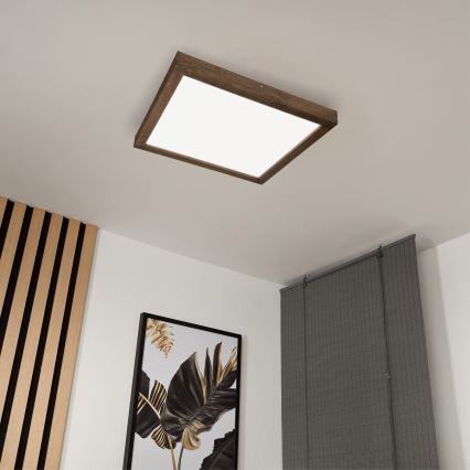Brilagi - Plafonnier à intensité variable salle de bain WOODY FRAME LED/50W/230V chêne 60x60 cm 3000-6000K IP44 + Télécommande