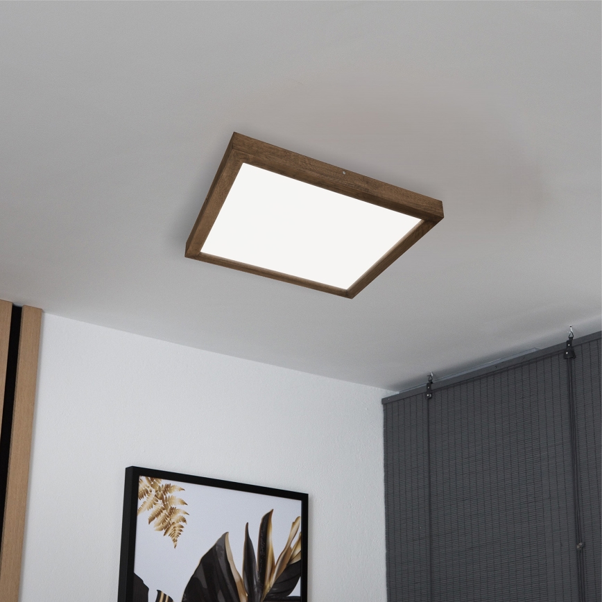 Brilagi - Plafonnier à intensité variable salle de bain WOODY FRAME LED/50W/230V chêne 60x60 cm 3000-6000K IP44 + Télécommande