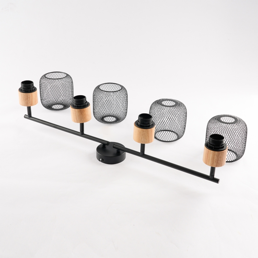 Brilagi - Luminaire à spots BASKLITE 4xE27/15W/230V bois/noir