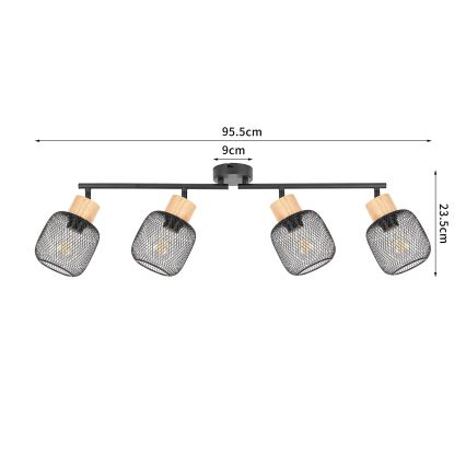 Brilagi - Luminaire à spots BASKLITE 4xE27/15W/230V bois/noir