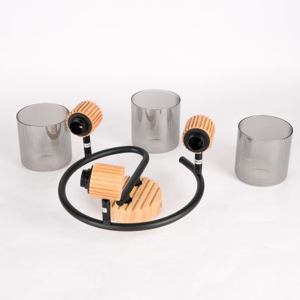 Brilagi - Luminaire à spots HYGGE 3xE14/15W/230V hévéa/fumé