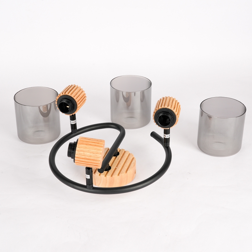 Brilagi - Luminaire à spots HYGGE 3xE14/15W/230V hévéa/fumé